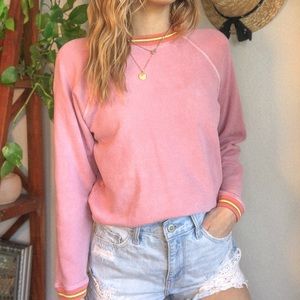The Great. Pink Crewneck Raglan Sweatshirt size 0